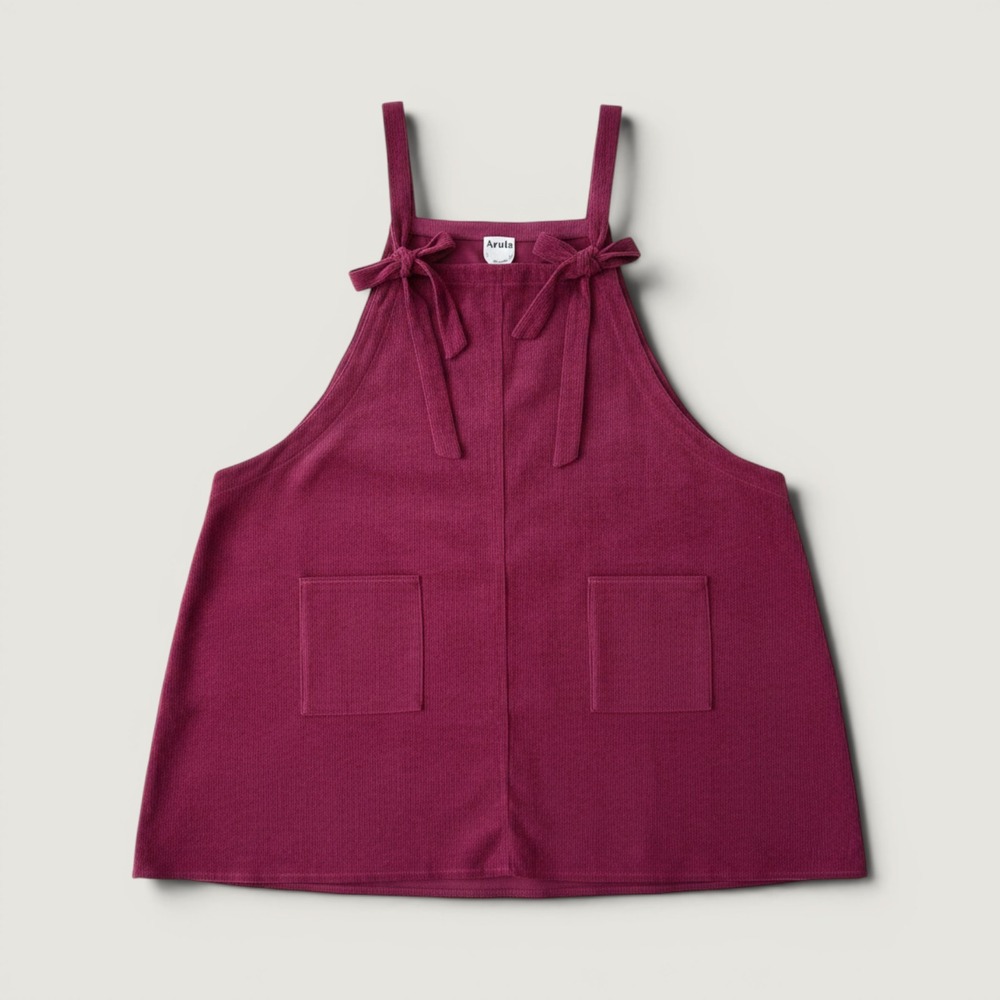 Arula Corduroy Pinafore Dress Women 3XL Berry Red Excellent Tie Strap Pocket